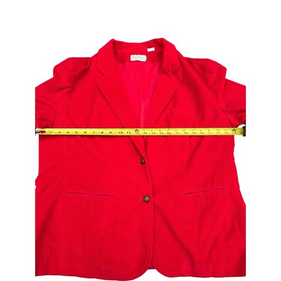 Vintage Red Corduroy Blazer With Beige Patch Sleeves, 2 Button, Size 44 - Picture 13 of 16
